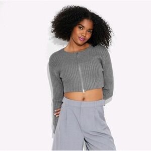 Women's Zip-Front Cardigan - Wild Fable Gray Sz Xxs Nwt